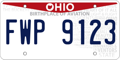 OH license plate FWP9123
