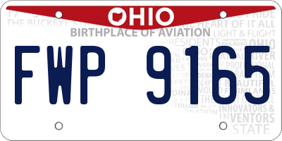 OH license plate FWP9165