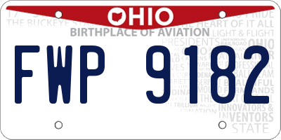 OH license plate FWP9182