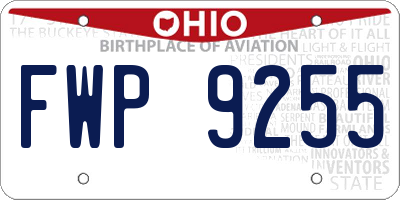OH license plate FWP9255