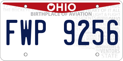 OH license plate FWP9256
