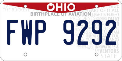 OH license plate FWP9292