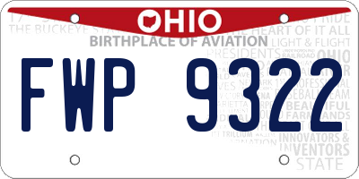 OH license plate FWP9322