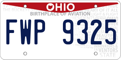OH license plate FWP9325