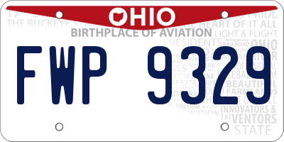 OH license plate FWP9329