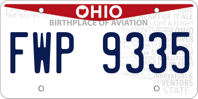 OH license plate FWP9335