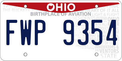 OH license plate FWP9354