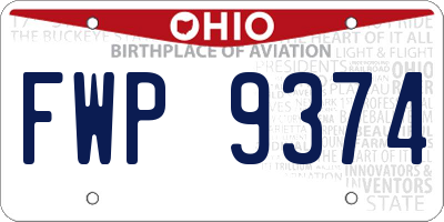 OH license plate FWP9374