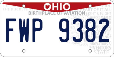 OH license plate FWP9382