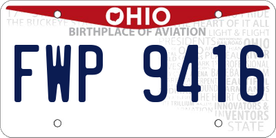 OH license plate FWP9416
