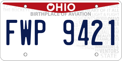 OH license plate FWP9421