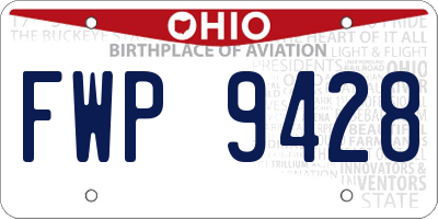 OH license plate FWP9428