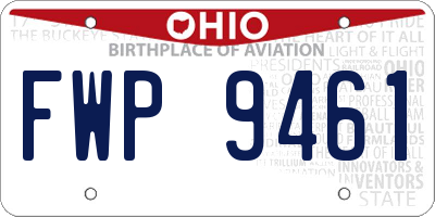 OH license plate FWP9461