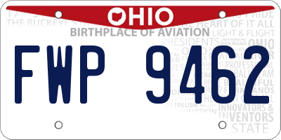 OH license plate FWP9462