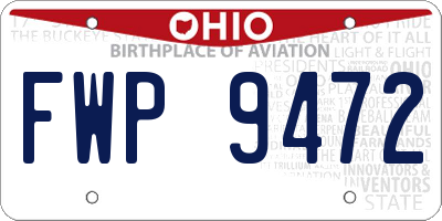 OH license plate FWP9472
