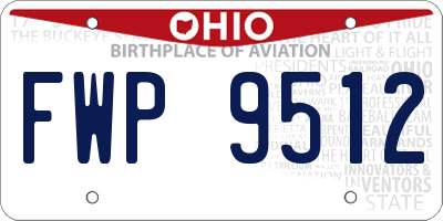 OH license plate FWP9512