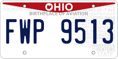 OH license plate FWP9513