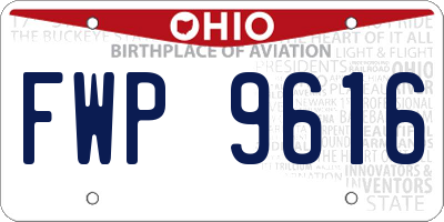 OH license plate FWP9616