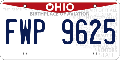 OH license plate FWP9625