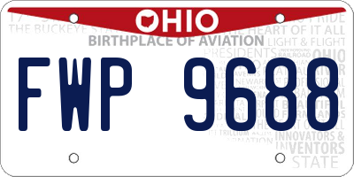 OH license plate FWP9688