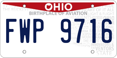 OH license plate FWP9716