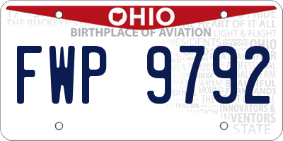 OH license plate FWP9792