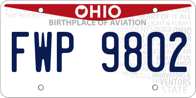 OH license plate FWP9802
