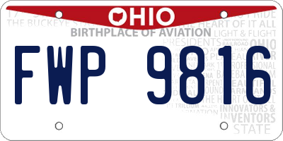 OH license plate FWP9816