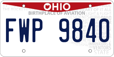 OH license plate FWP9840