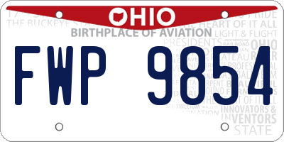OH license plate FWP9854