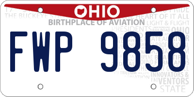 OH license plate FWP9858