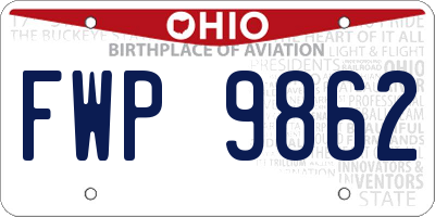 OH license plate FWP9862