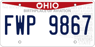 OH license plate FWP9867