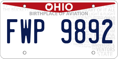 OH license plate FWP9892