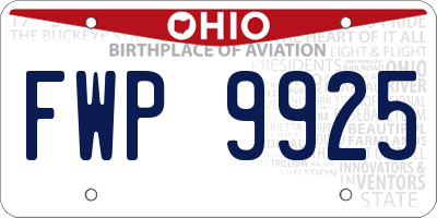 OH license plate FWP9925