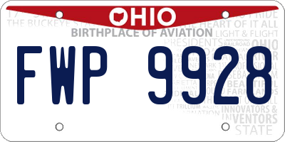 OH license plate FWP9928