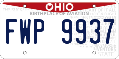OH license plate FWP9937