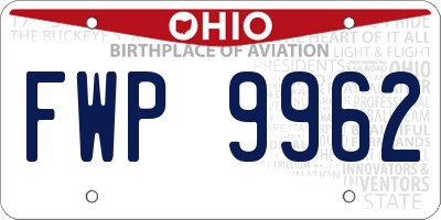 OH license plate FWP9962