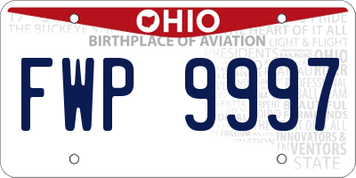 OH license plate FWP9997