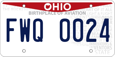 OH license plate FWQ0024