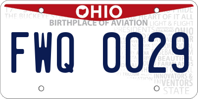 OH license plate FWQ0029