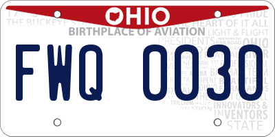 OH license plate FWQ0030