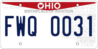 OH license plate FWQ0031