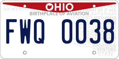 OH license plate FWQ0038