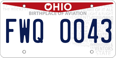 OH license plate FWQ0043