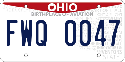 OH license plate FWQ0047