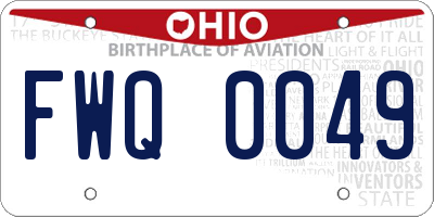 OH license plate FWQ0049