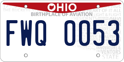 OH license plate FWQ0053