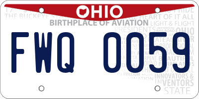 OH license plate FWQ0059