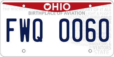 OH license plate FWQ0060